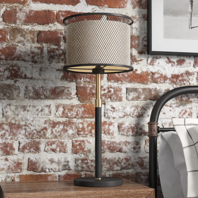 Industrial Buffet Lamp with Metal Mesh Shade