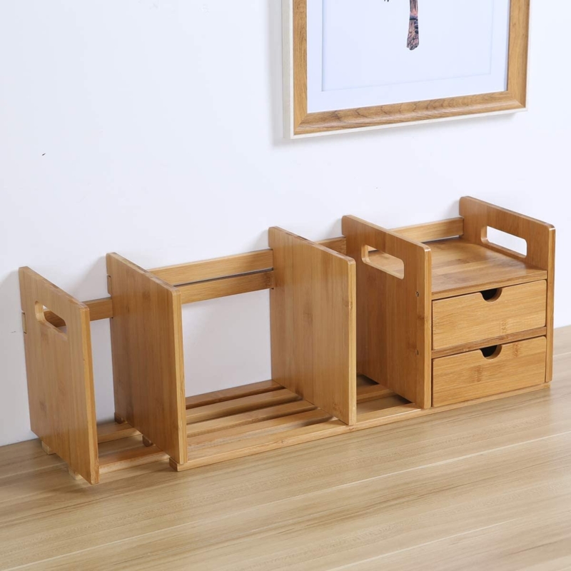 Bamboo Desk Organizer with Extensible Bookrack