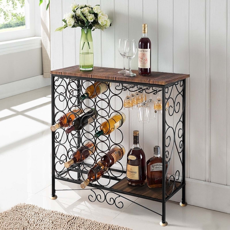 Industrial Wine Rack with Bottle and Glass Storage