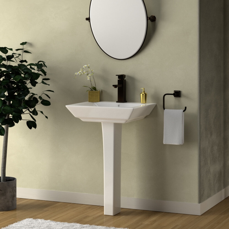 Vitreous China 23" Pedestal Bathroom Sink with Overflow