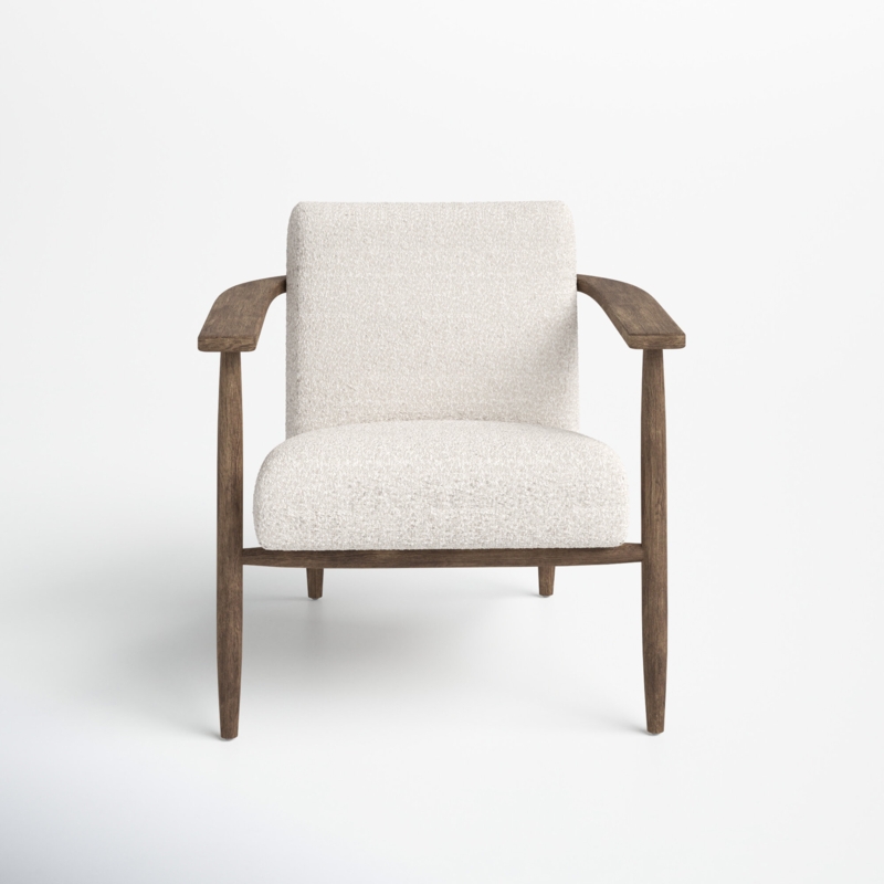 Cream Boucle U-Shaped Accent Chair