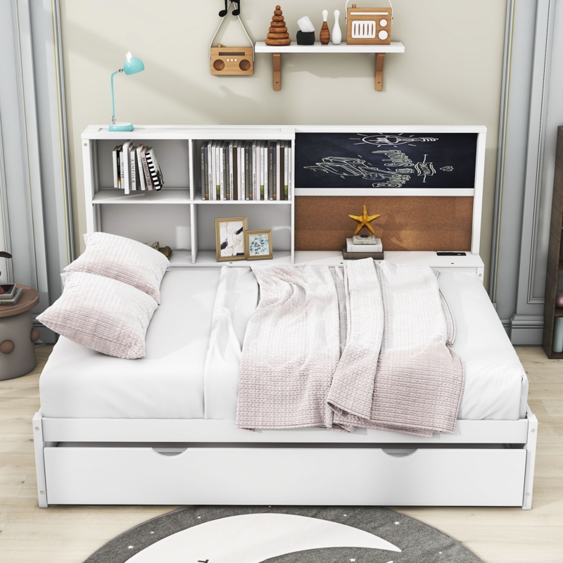 Daybed with Storage Shelves and Trundle