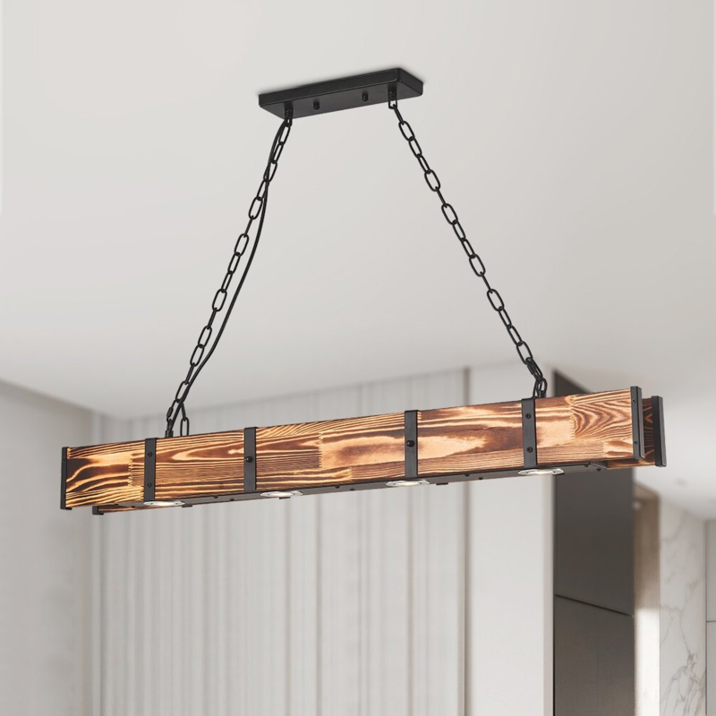 Industrial Loft Wood Pendant Light