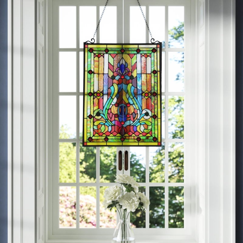 Victorian Window Panel with Colorful Design