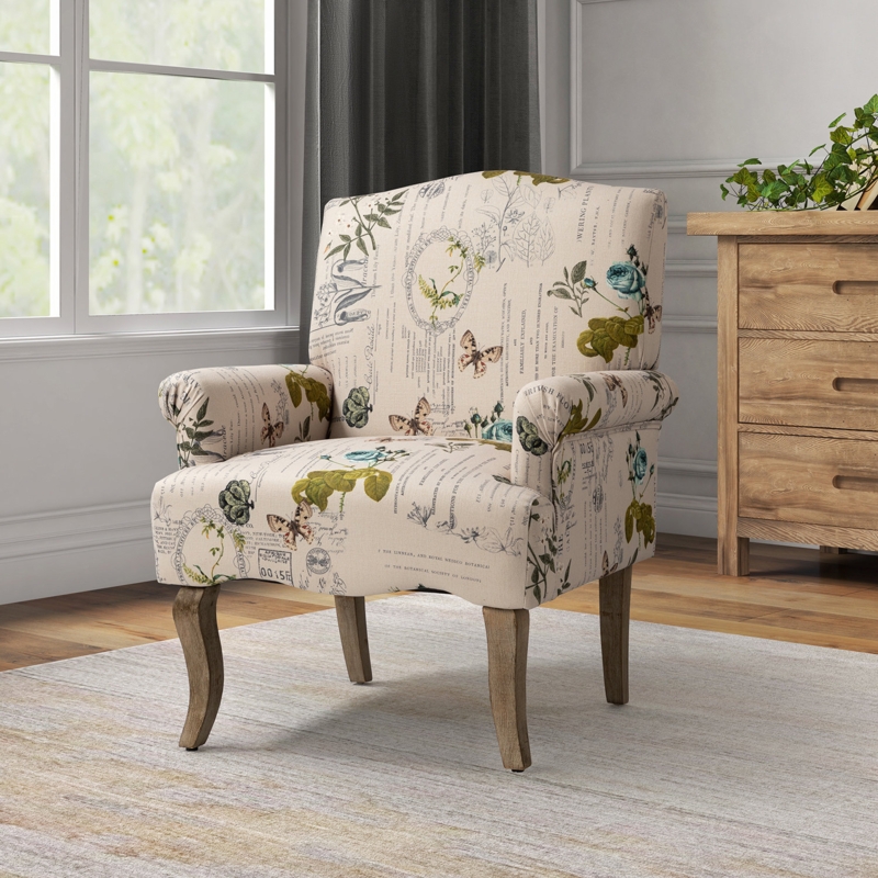 Unique Patterned Armchair with Recessed Arms