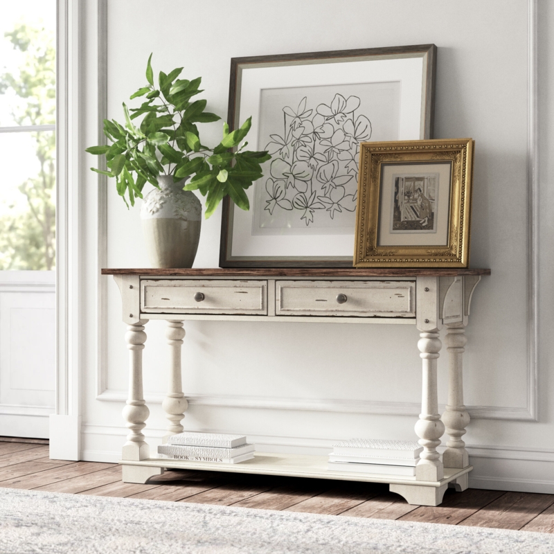 Console Table with Drawers and Shelf