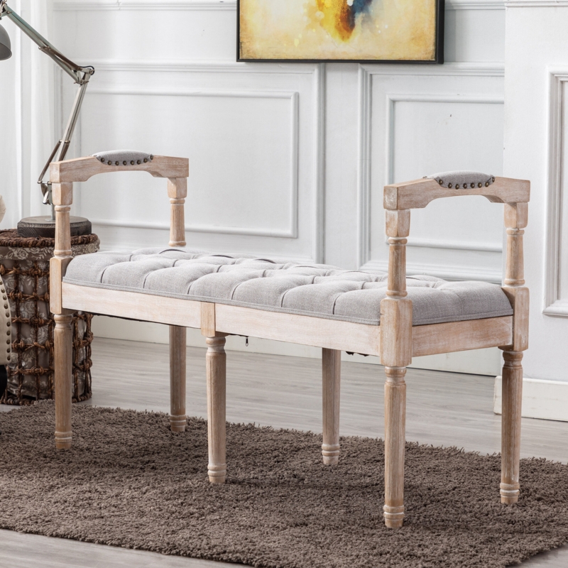 French Country Tufted Bench