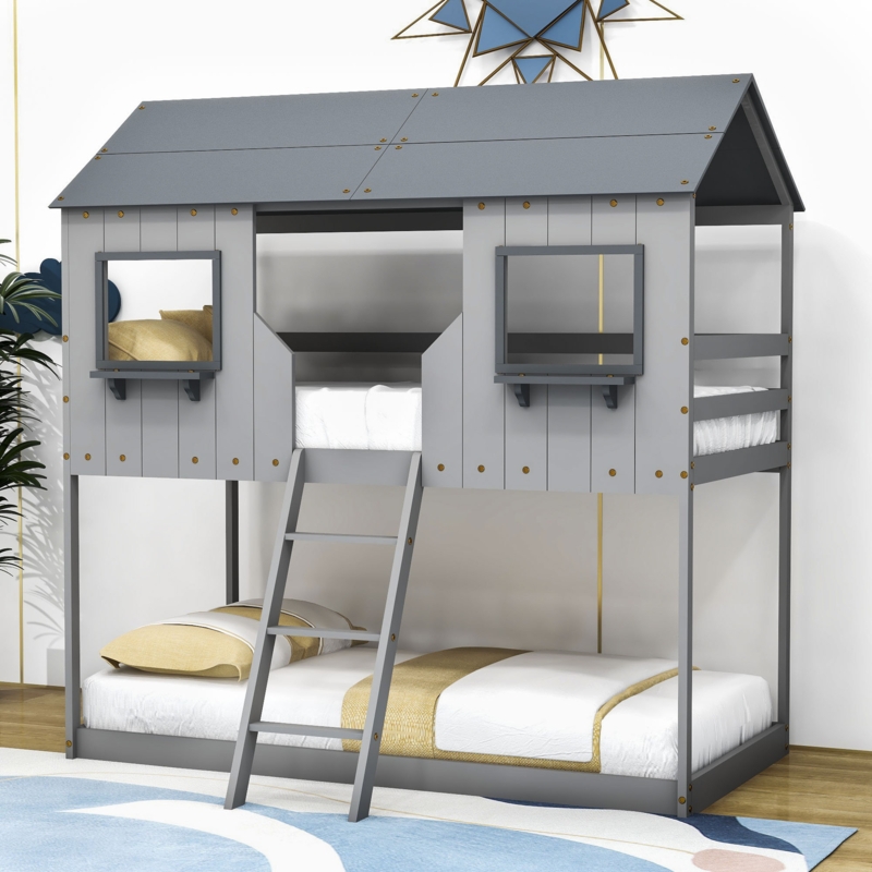 Pitched Roof Bunk Bed with Windows