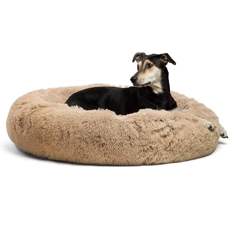 Round Dog and Cat Bed with Raised Rim