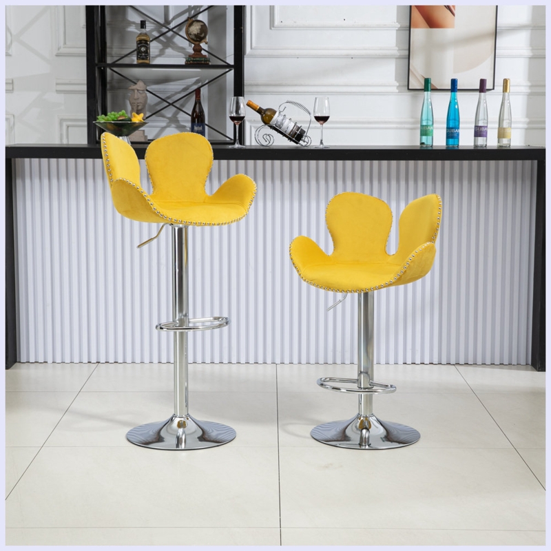 Swivel Bar Stool with Backrest and Footrest
