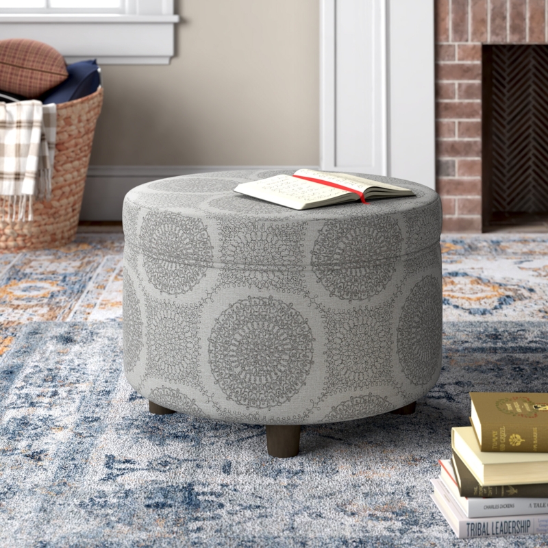 Small Medallion-Patterned Storage Ottoman