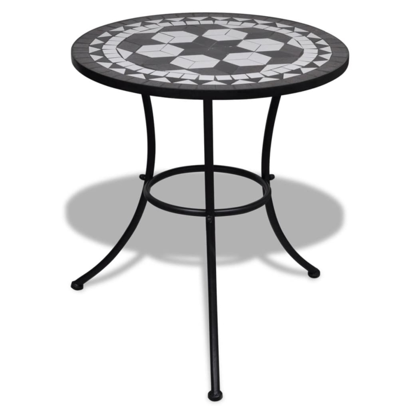 Bistro Table Black and White Mosaic 23.6"