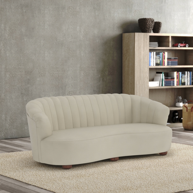 Leather Sofa with High Sloped Arms