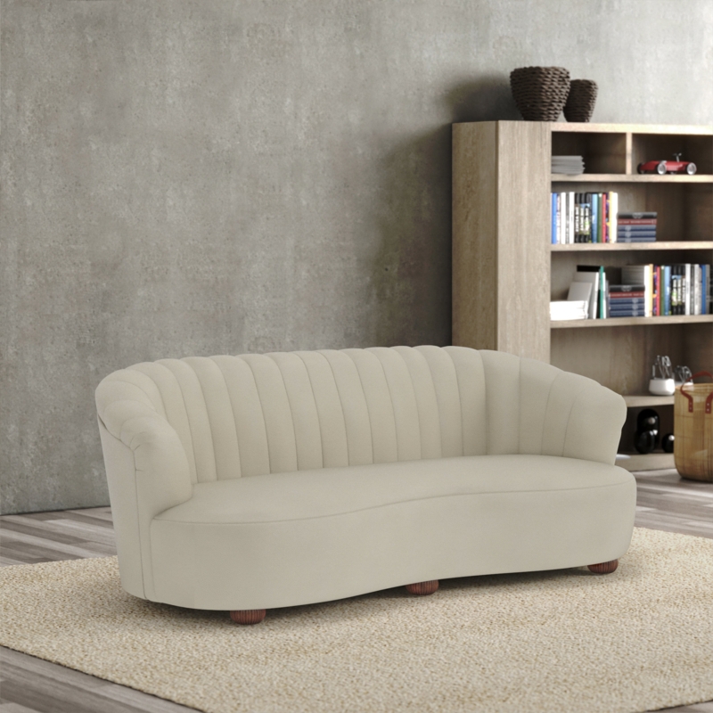 Curved deals leather loveseat