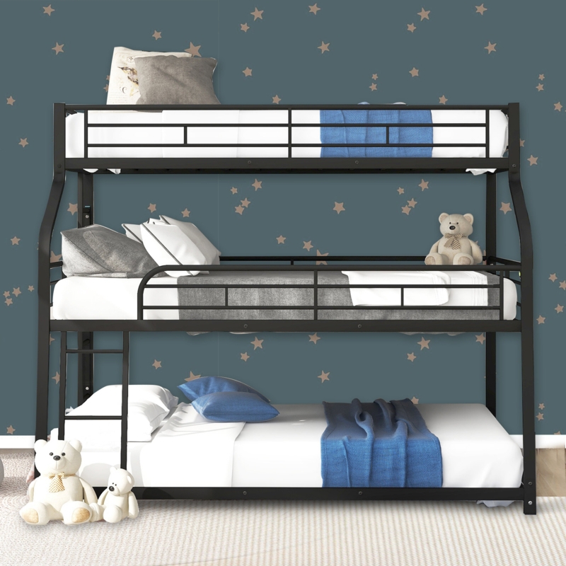 Triple Bunk Bed with Sturdy Metal Frame