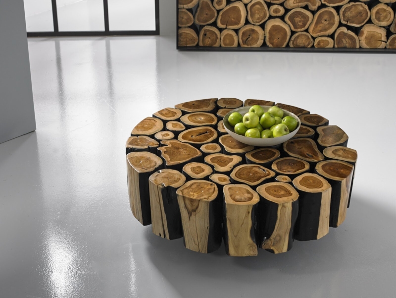 Geometric Natural Wood Slice Table