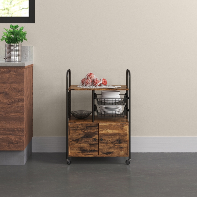 Rolling Kitchen Cart with Cabinets