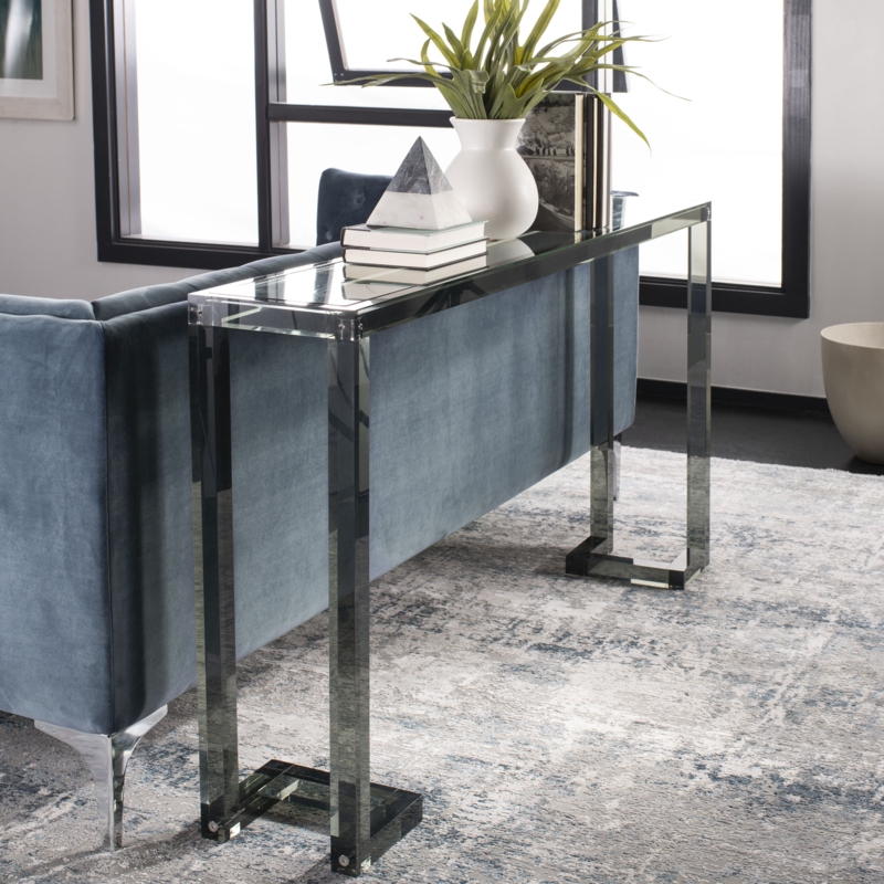 Contemporary Acrylic Console with Glass Top