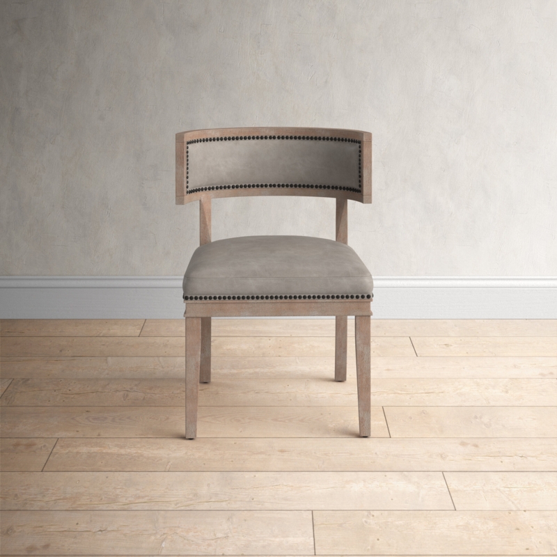Stylish Oak Dining Chair with Nailhead Trim