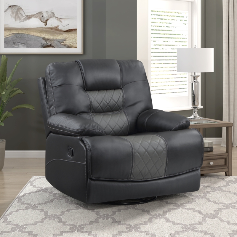 Two-Tone Gray Faux Leather Reclining Living Room Set
