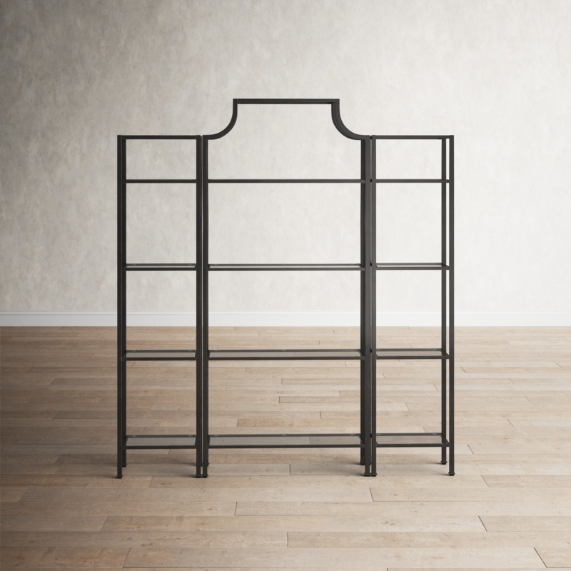 3-Piece Glass Bookcase Set with Arched Top