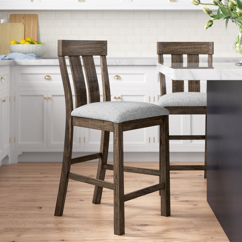 2-Piece Counter Stools with Slatted Backs and Upholstery