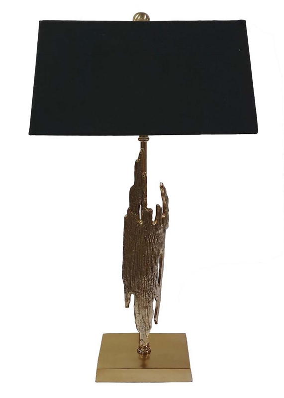 Bark-Accented Table Lamp in Champagne Gold