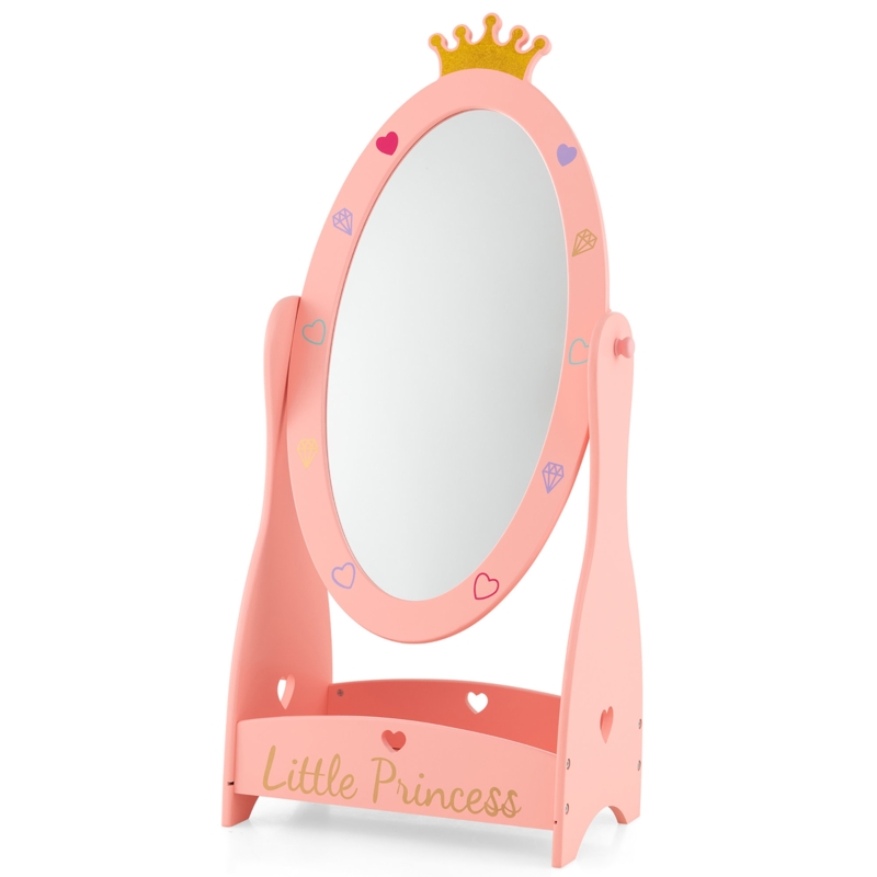 Pink Full-Length Rotatable Mirror for Kids