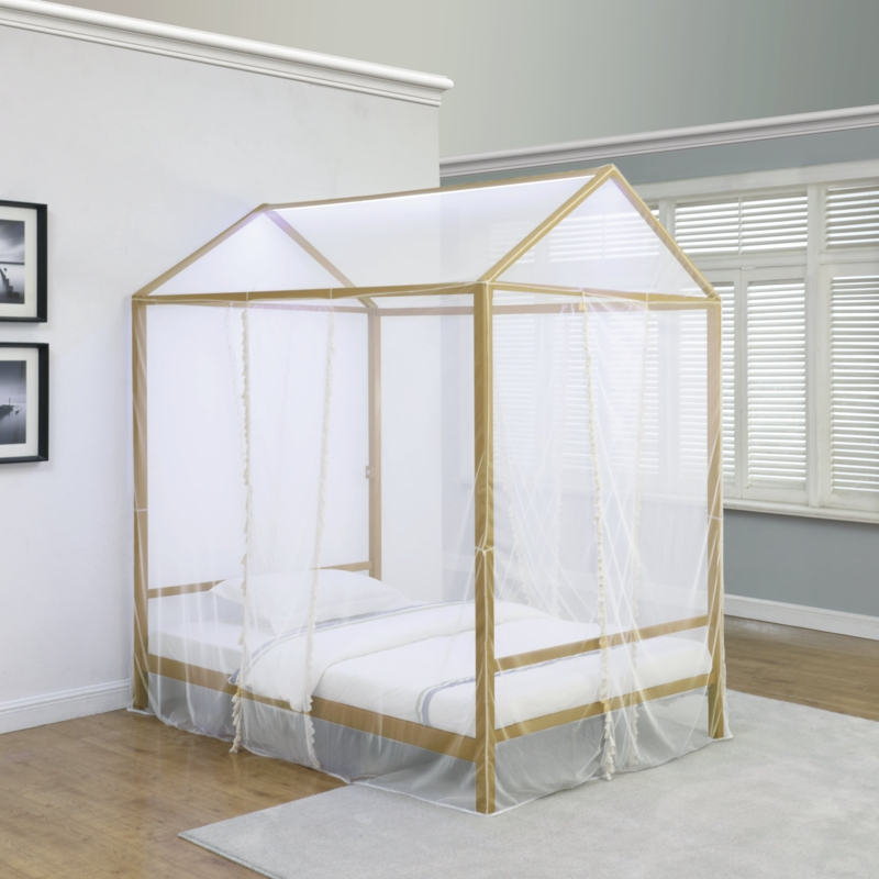 Glamorous Canopy Bed with LED Light