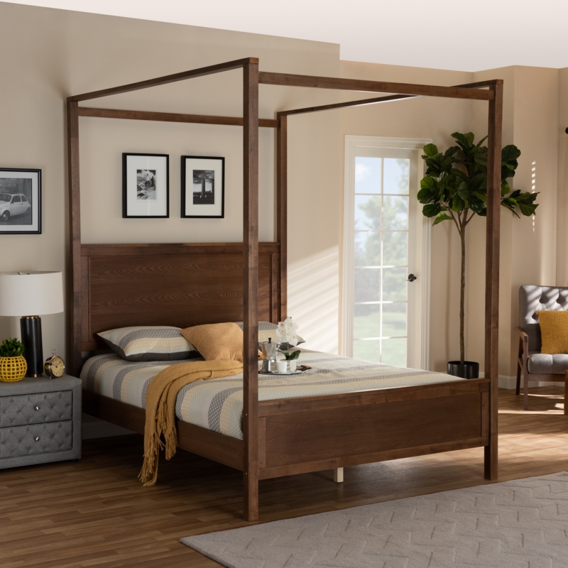 Modern Canopy Bed with Under-Bed Storage