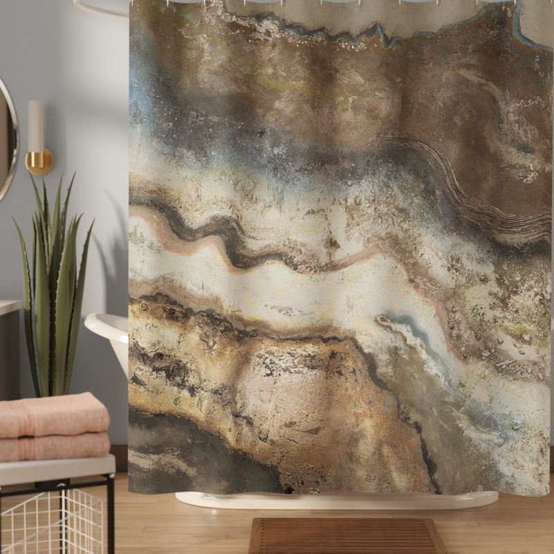 Abstract Brown and Beige Shower Curtain