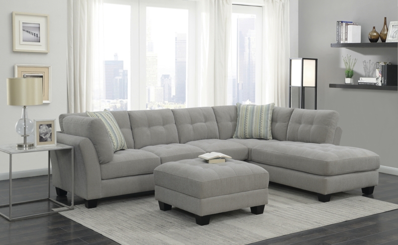 Curved Transitional Sofa with Tufted Cushions