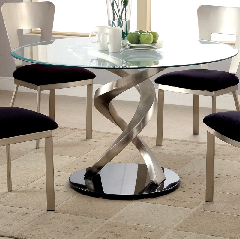 Contemporary Round Glass Dining Table