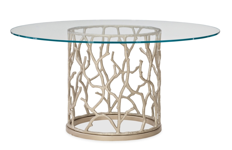 Ocean-Inspired Round Dining Table with Glass Top