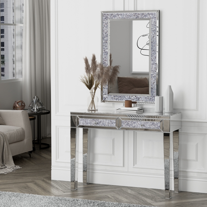 Vanity Dressing Table with Crushed Diamond Drawers