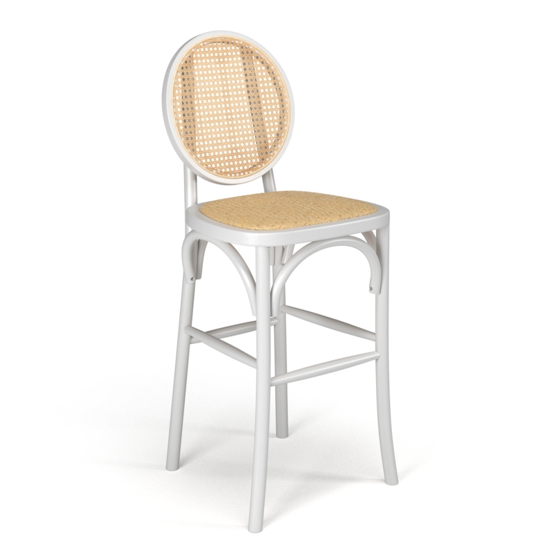 Coastal Counter Stool with Wicker Rattan Accents