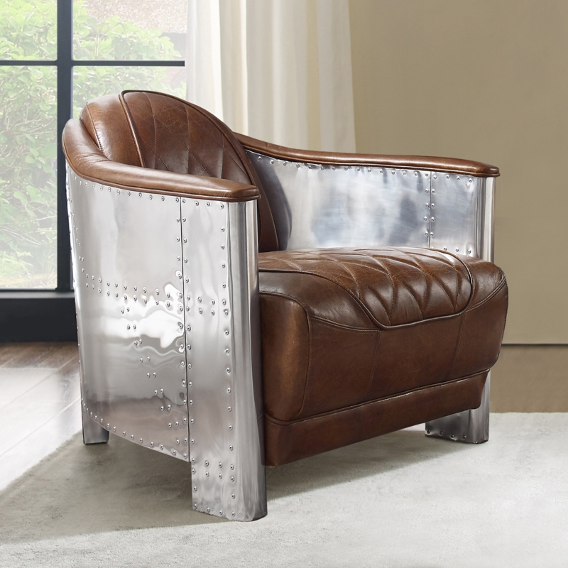 Industrial-Inspired Leather Armchair