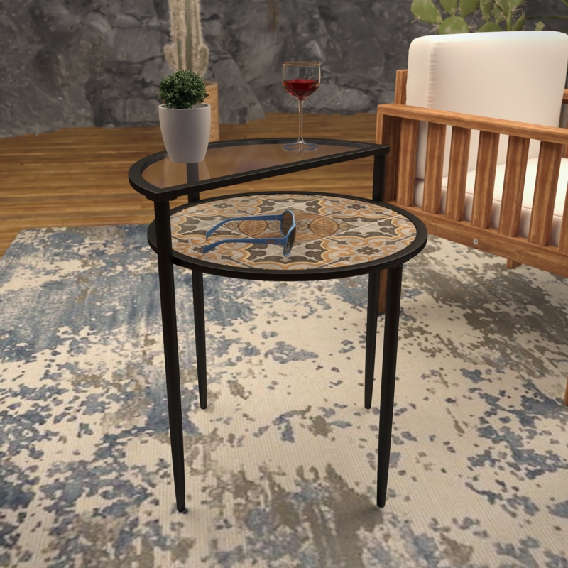 Ceramic-Top Outdoor Accent Table