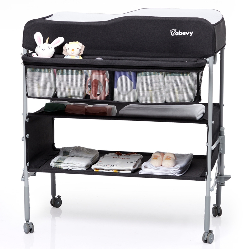 Portable Foldable Changing Table with Wheels