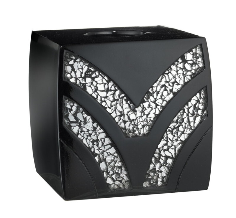 Glittery Silver and Piano Black Tissue Box Cover