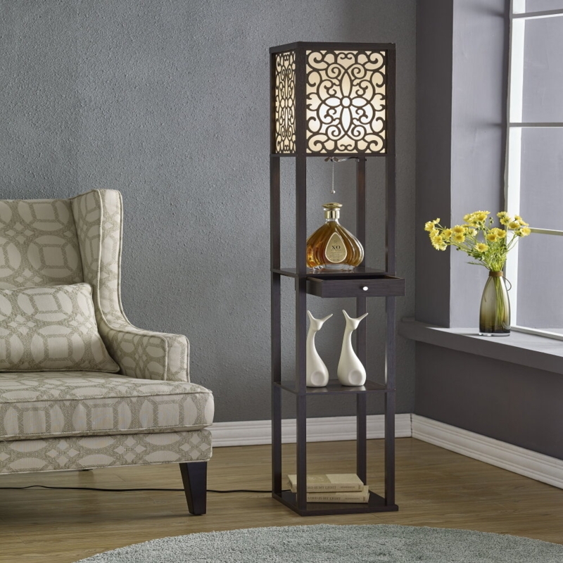 Etagere-Inspired Floor Lamp with Shelves
