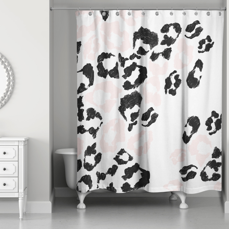 Leopard Print Shower Curtain with Pink Accents