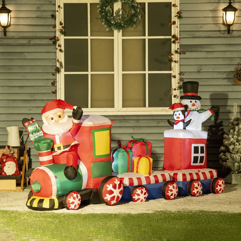 Santa Claus Snow Train Inflatable Display