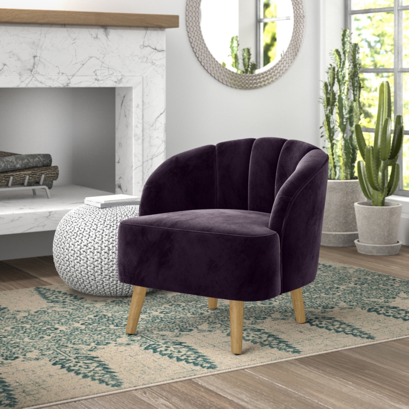 Eye-catching Barrel Chair with Curved Tufted Back