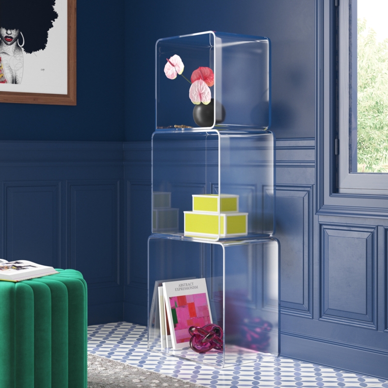 Lucite Cube-Shaped Bookcase