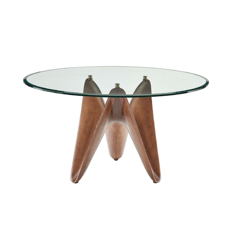 Round Wood and Glass Dining Table
