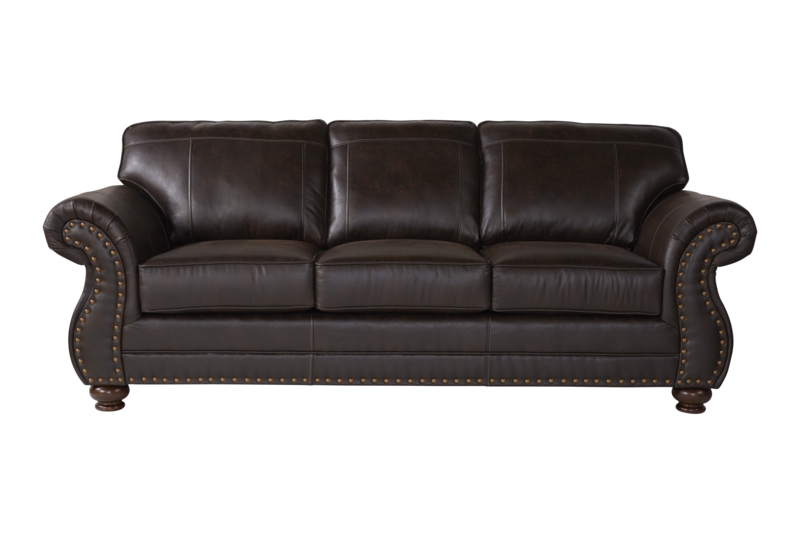 Traditional Faux Leather Sofa