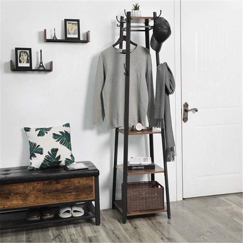 Iron and Chipboard Coat Rack with Storage