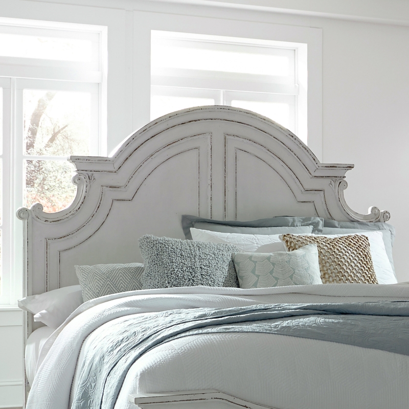 Arched Panel Headboard with Distressed Finish