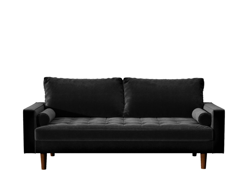 Velvet Upholstered Mid-Century Sofa